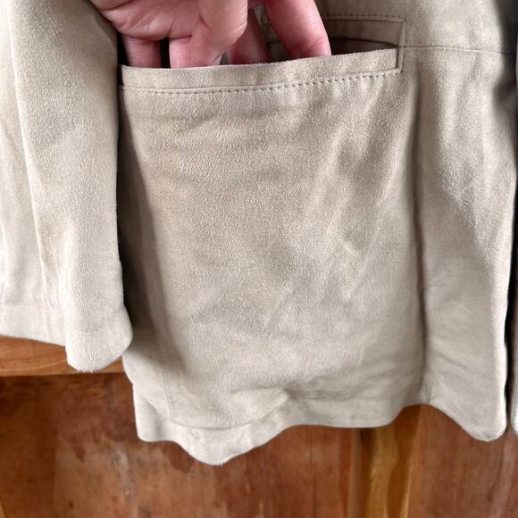Gimo's Leatherwear Men's Italian Suede Jacket Beige Size L - Picture 4 of 13